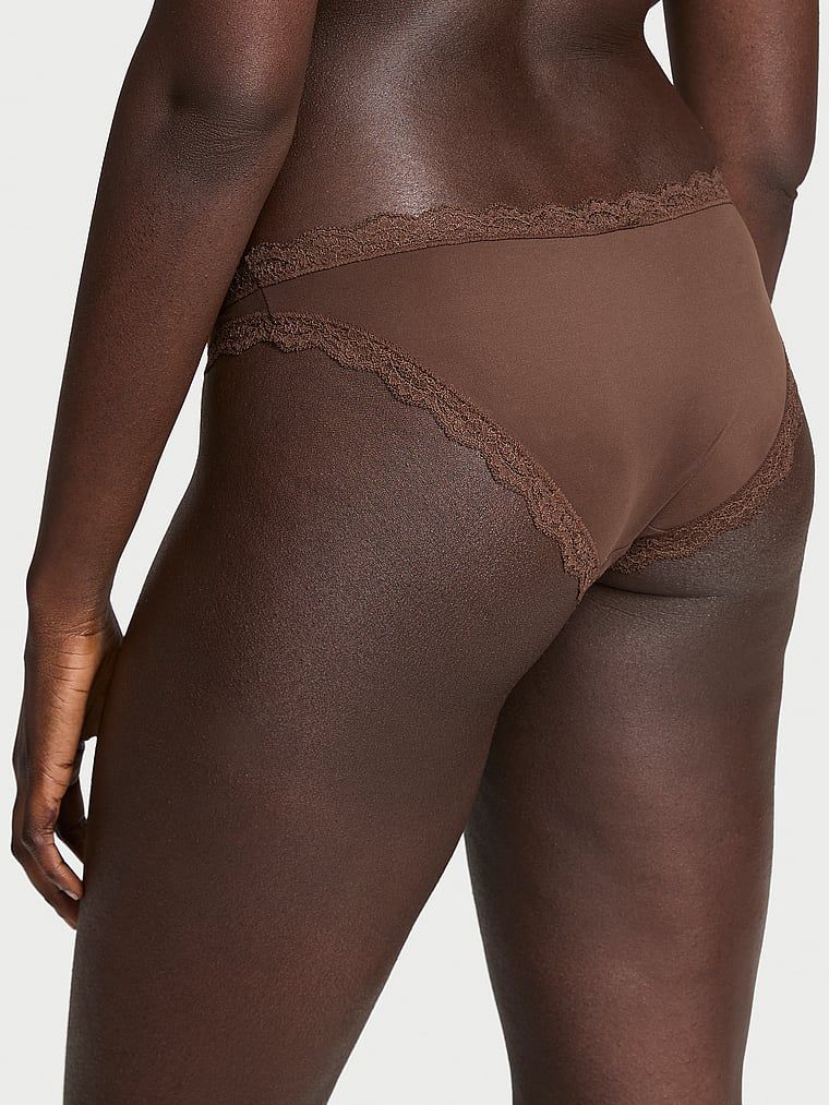 Majtki z koronką na krawędziach Lace-Trim Bikini. Produkt ma kolor brązowy i pochodzi z kolekcji Dream Angels. 