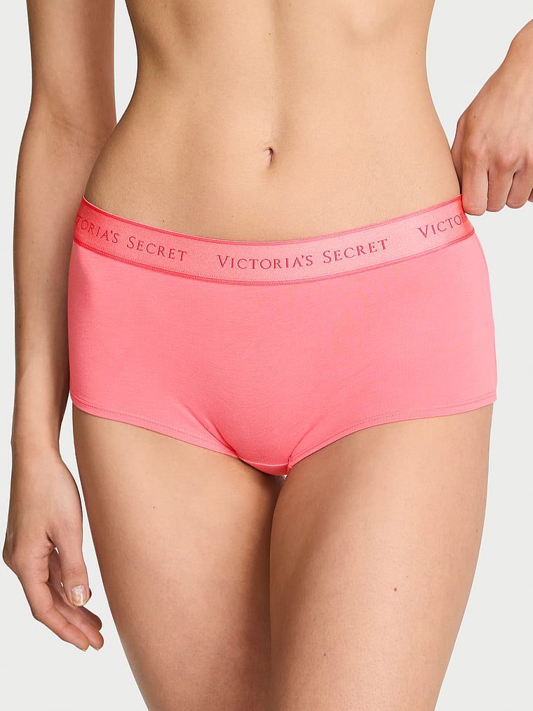 Cotton Majtki bawełniane szorty z logo w talii Boyshort