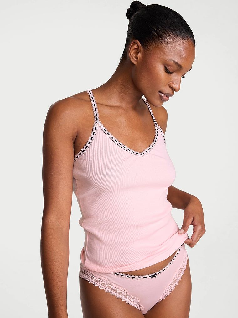 Victoria's Secret Top bawełniany do spania Flirty Rib Cami
