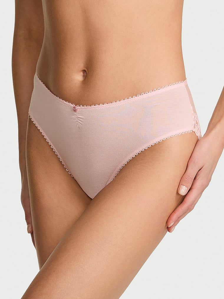 Victoria's Secret Majtki bawełniane figi z siateczką z tyłu Heart Lace