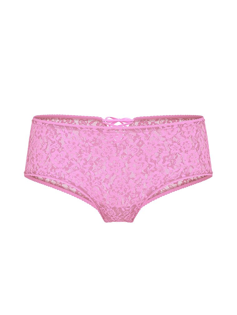 Majtki koronkowe z kokardką i sznurowaniem z tyłu Lace-Up Bow Cheeky. Produkt ma kolor różowy i pochodzi z kolekcji Lacie. 