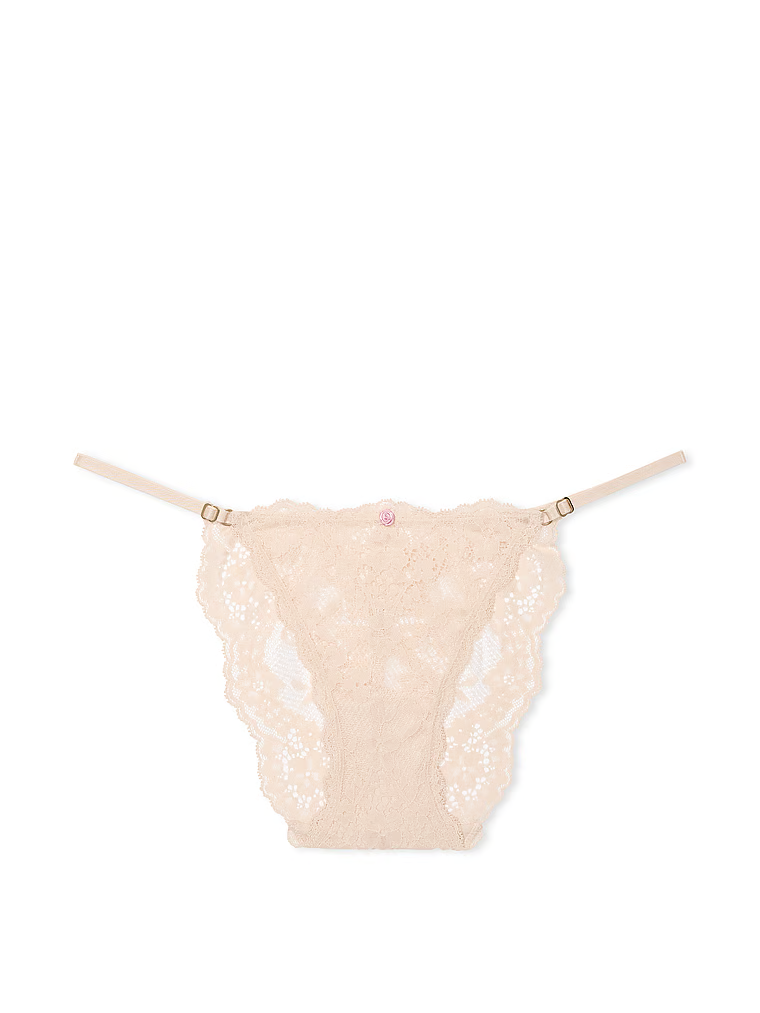 Majtki koronkowe z regulowanymi paskami Bikini. Produkt ma kolor beżowy i pochodzi z kolekcji Dream Angels. 