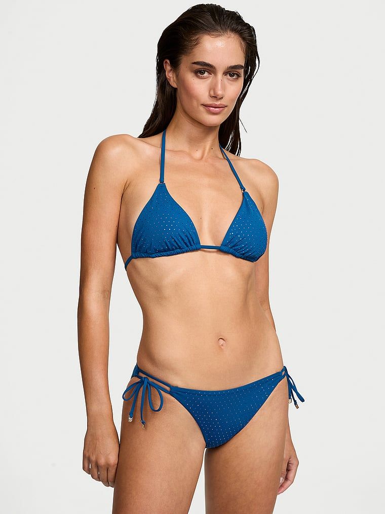 Dół od bikini Essential Diamante. Produkt ma kolor niebieski i pochodzi z kolekcji Victoria's Secret Swim. 