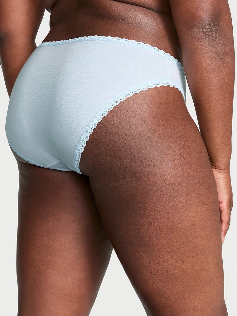 Majtki bawełniane z koronką Lace-Trim Bikini. Produkt ma kolor niebieski i pochodzi z kolekcji Lacie. 