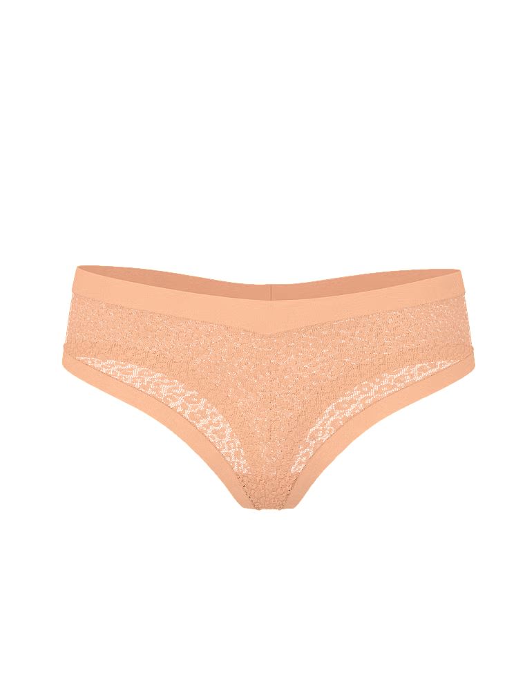 Stringi z koronką w panterkę No-Show Leopard. Produkt ma kolor pomarańczowy i pochodzi z kolekcji No-Show. 