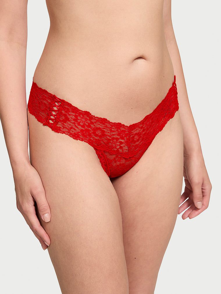 Stringi koronkowe ze sznurowaniem po bokach Lace-Up. Produkt ma kolor czerwony i pochodzi z kolekcji Lacie. 
