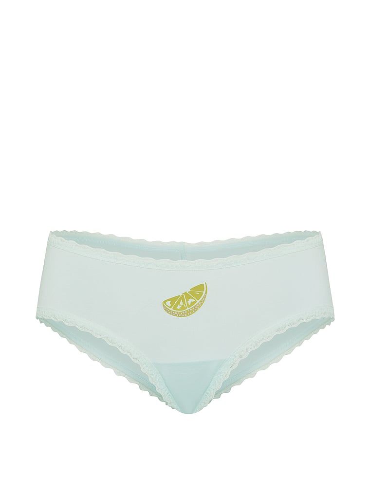 Majtki bawełniane z koronką na krawędziach Lace-Waist Cheeky. Produkt ma kolor niebieski i pochodzi z kolekcji Lace Trim. 
