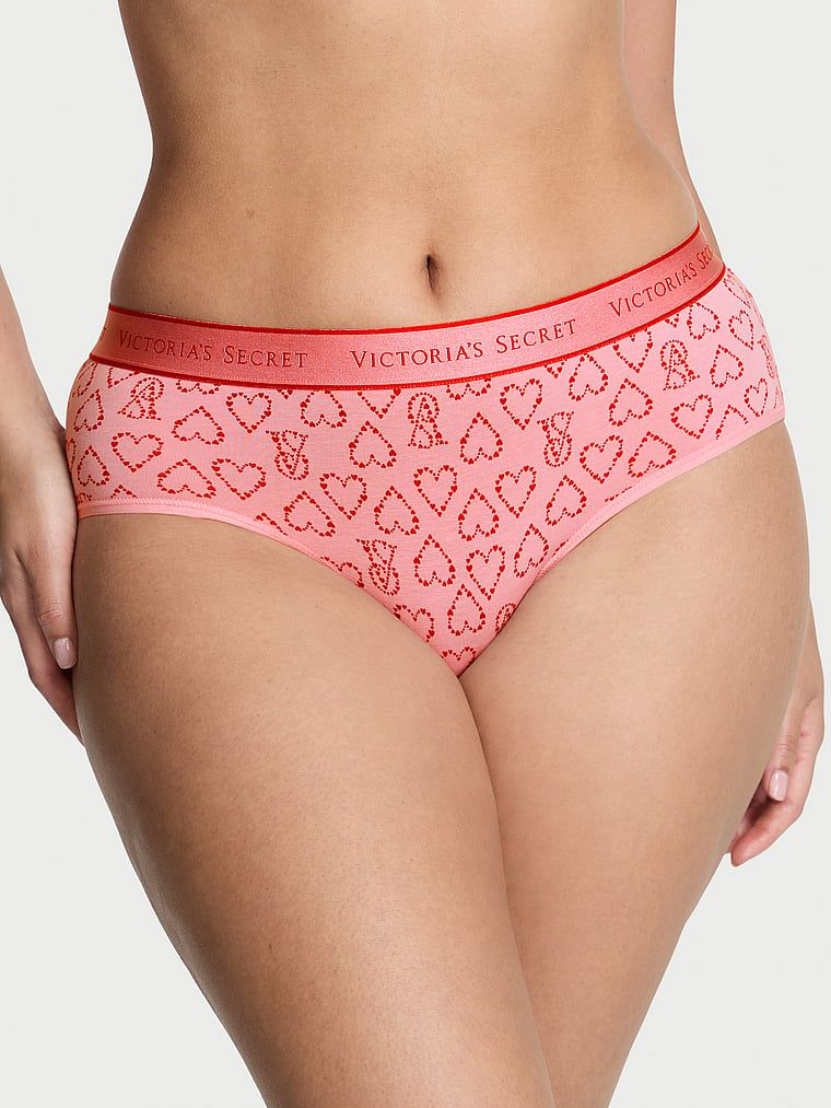 Majtki bawełniane z logo w talii Hiphugger. Produkt jest wzorzysty i pochodzi z kolekcji Cotton. 