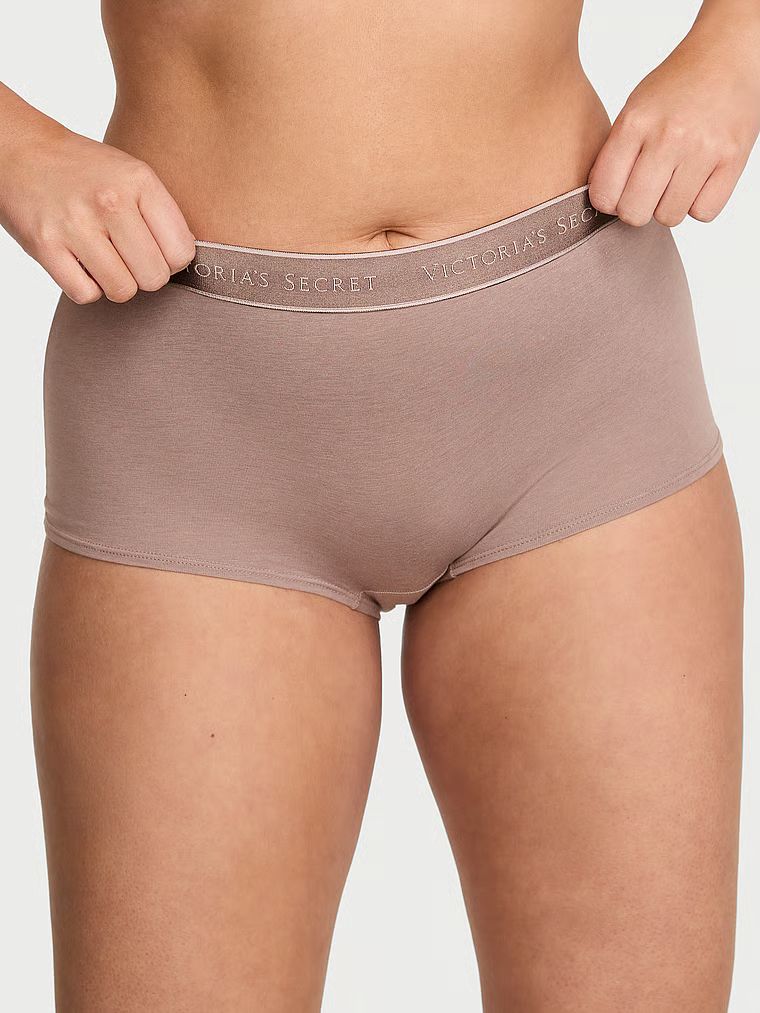 Cotton Majtki bawełniane szorty z logo w talii Boyshort