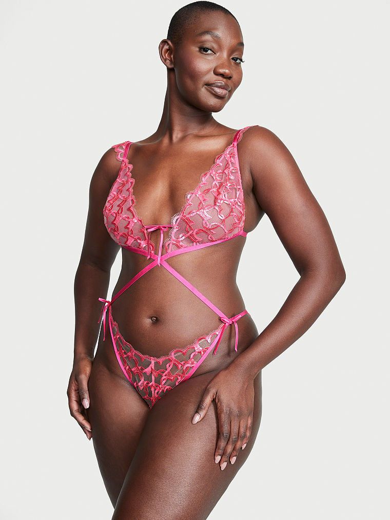 Very Sexy Body bez kroku Shimmer Heart Embroidery