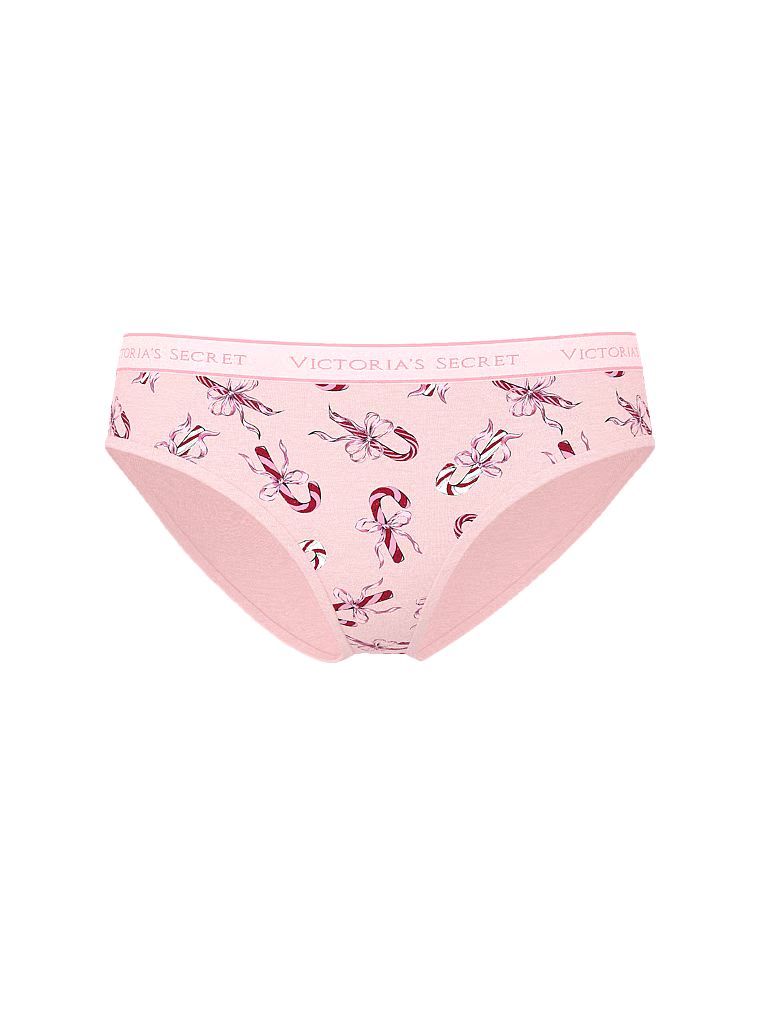 Majtki bawełniane z logo w talii Hiphugger. Produkt jest wzorzysty i pochodzi z kolekcji Body by Victoria. 
