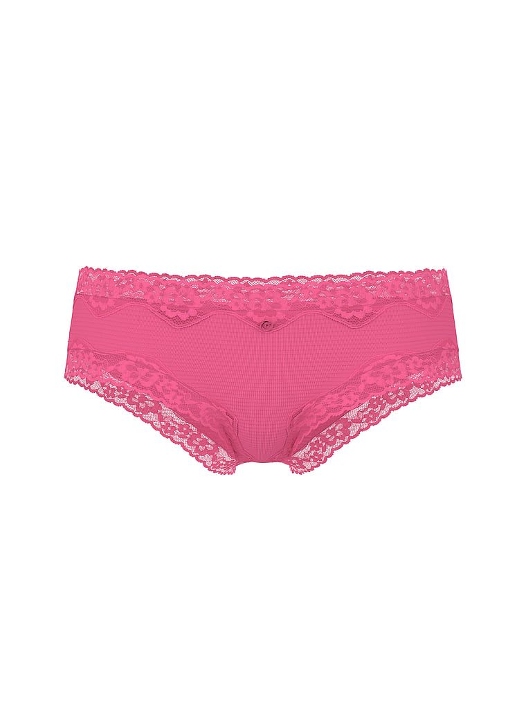 Majtki bawełniane w paseczki z koronką na krawędziach Cheeky. Produkt ma kolor różowy i pochodzi z kolekcji Lace Trim. 