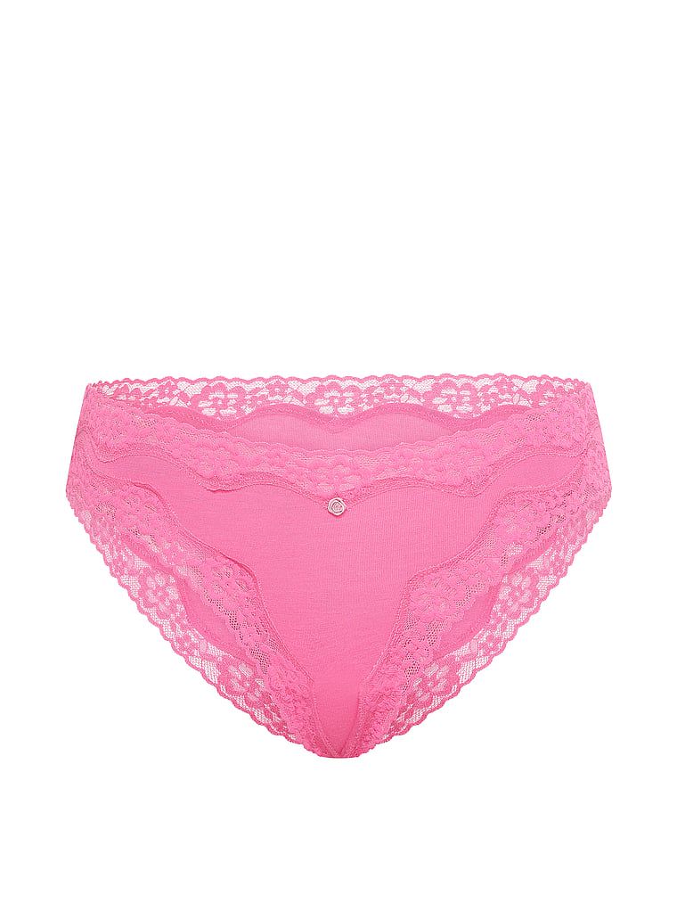 Majtki bawełniane z koronką Lace-Trim Bikini. Produkt ma kolor różowy i pochodzi z kolekcji Lace Trim. 