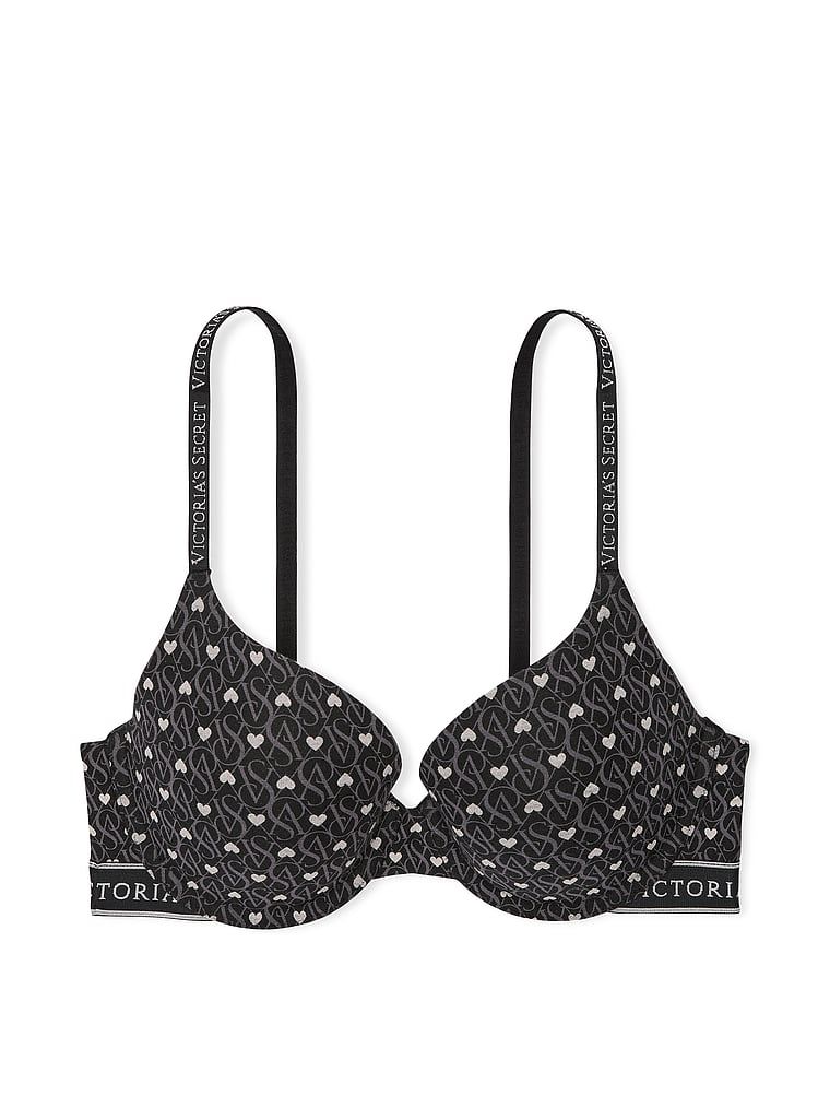 Na zdjęciu na białym tle widoczny jest biustonosz push-up bawełniany Perfect Shape. Produkt jest wzorzysty i pochodzi z kolekcji T-shirt.