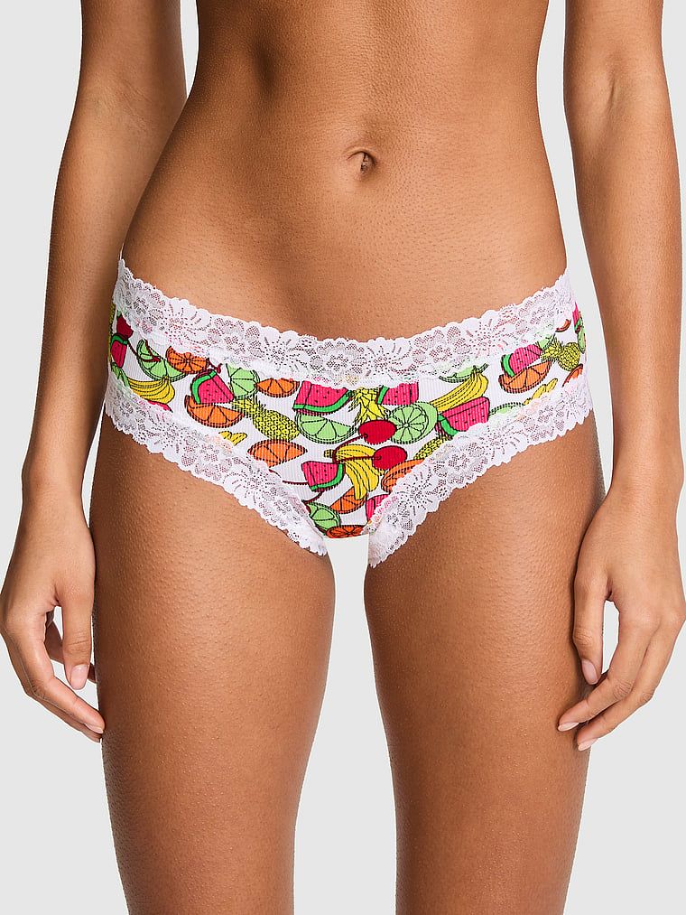 PINK Majtki bawełniane z koronkowym wykończeniem Cheeky PINK Wink