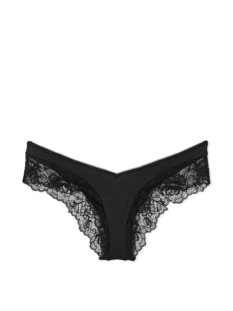 Majtki z koronką na krawędziach i wysoko wyciętymi nogawkami Lace-Trim Cheeky. Produkt ma kolor czarny i pochodzi z kolekcji Very Sexy. 