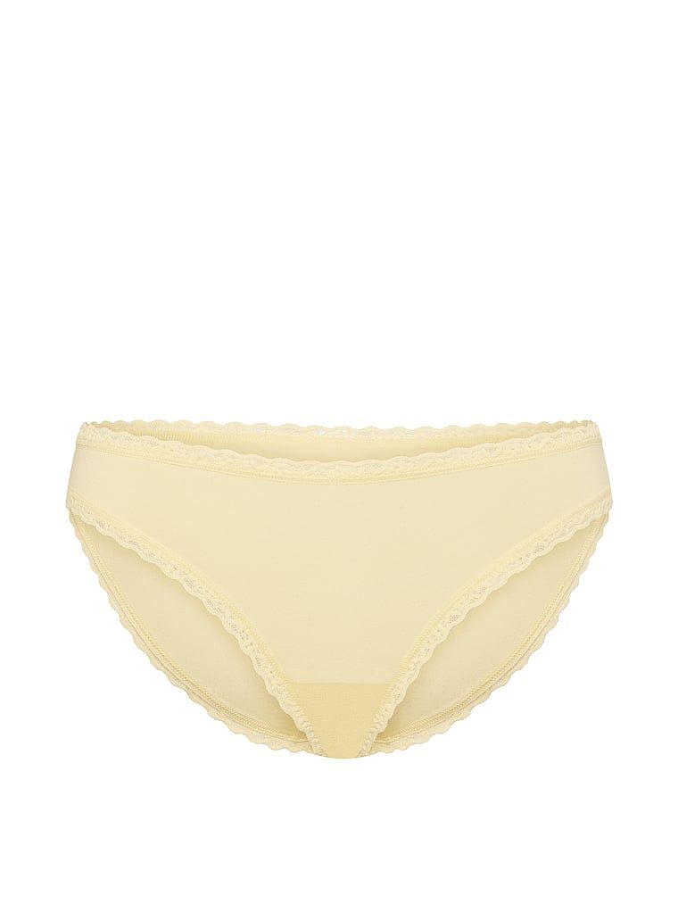 Majtki bawełniane z koronką Lace-Trim Bikini. Produkt ma kolor żółty i pochodzi z kolekcji Lace Trim. 