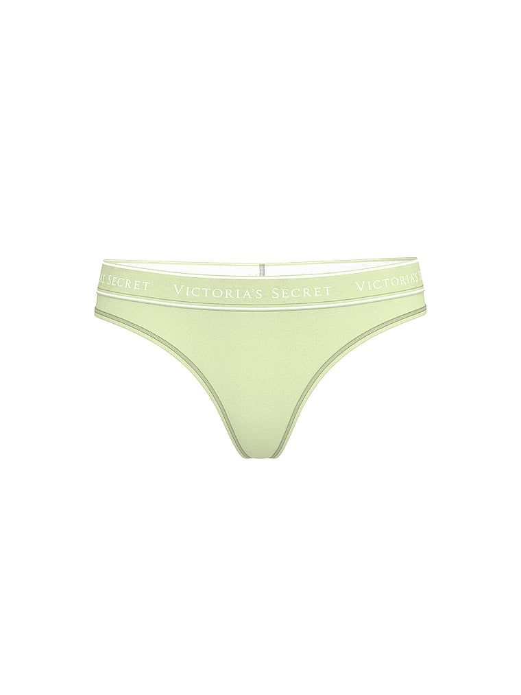 Stringi bawełniane z logo w talii. Produkt ma kolor zielony i pochodzi z kolekcji Cotton. 