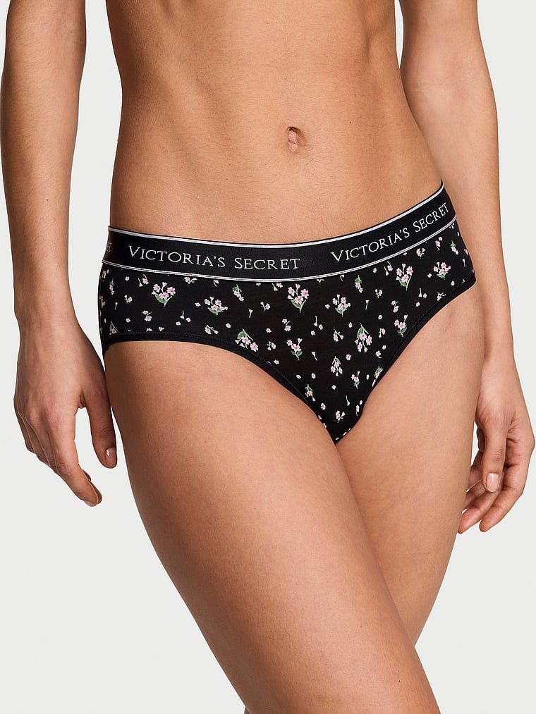 Majtki bawełniane z logo w talii Hiphugger. Produkt ma wzór kwiatowy i pochodzi z kolekcji Cotton. 