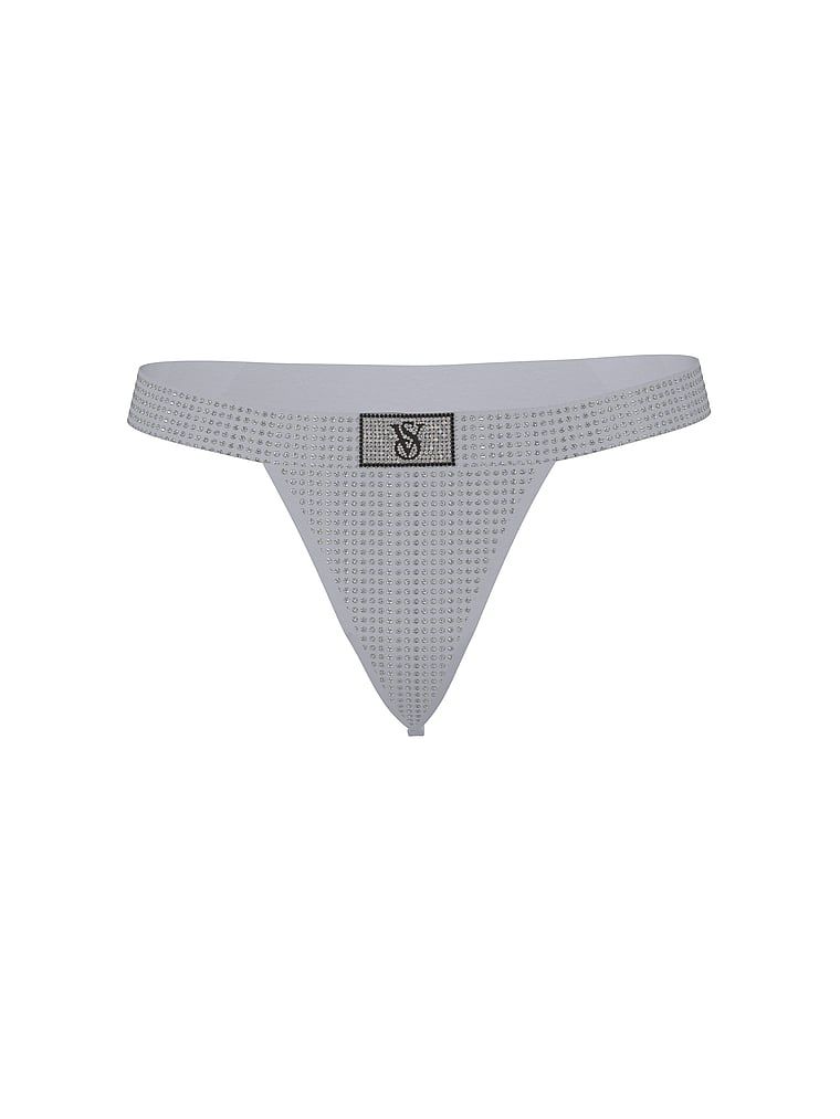 Stringi bawełniane z cekinami i błyszczącym logo Shine. Produkt ma kolor szary i pochodzi z kolekcji Cotton. 