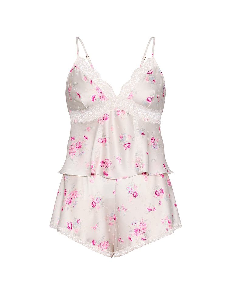 Zestaw satynowy - top i szorty Butterflies. Produkt ma wzór kwiatowy i pochodzi z kolekcji Dream Angels. 