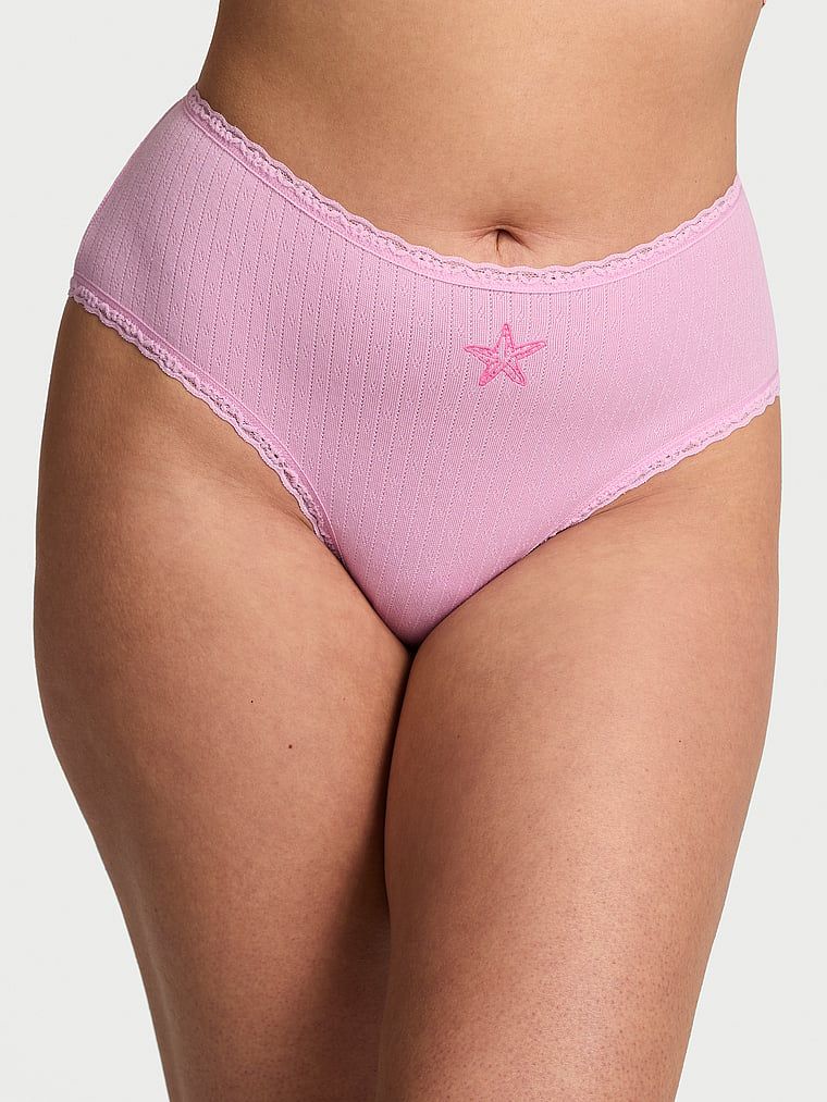 Majtki bawełniane Pointelle Cheeky. Produkt ma kolor purpurowy i pochodzi z kolekcji Lacie. 