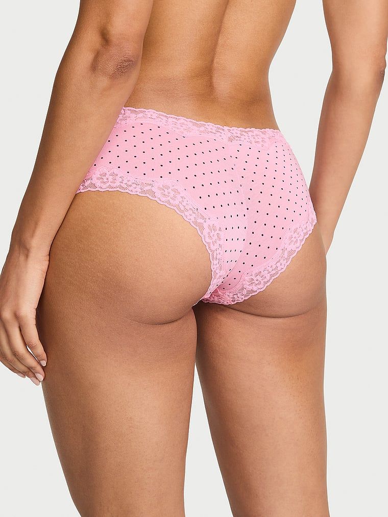 Majtki bawełniane z koronką na krawędziach Lace-Waist Cheeky. Produkt ma kolor wzorzysty i pochodzi z kolekcji Lace Trim. 