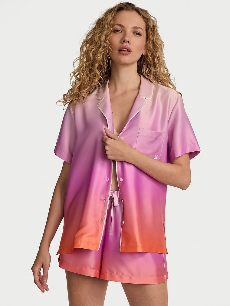 Victoria's Secret Piżama satynowa z krótkimi rękawami Glazed Ombre