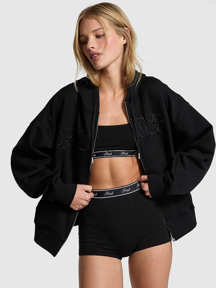 PINK Bluza z kapturem na zamek Ivy Fleece Campus  