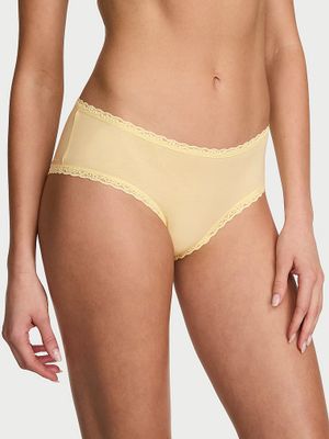 Lace Trim Majtki bawełniane z koronką na krawędziach Lace-Waist Cheeky