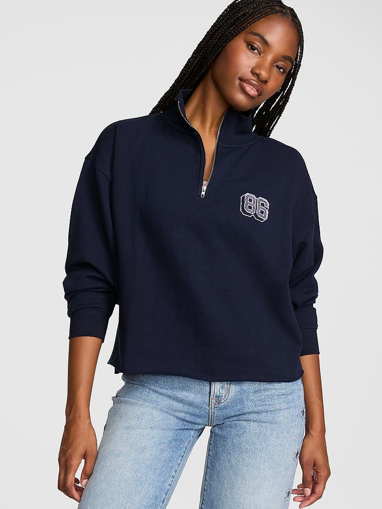 Prosta bluza z krótkim zamkiem Campus Fleece