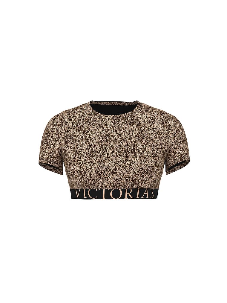 Crop top bawełniany z krótkimi rękawkami. Produkt jest wzorzysty i pochodzi z kolekcji T-shirt. 