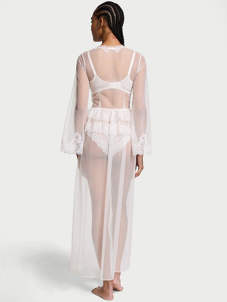 Victoria's Secret Szlafrok maxi z siateczki Rose Lace and Tulle