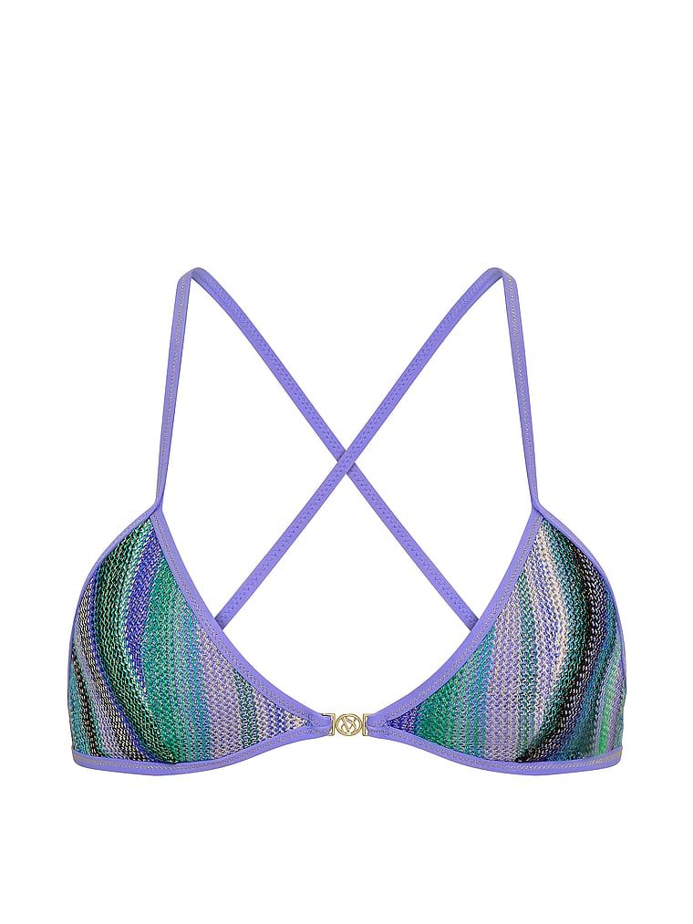 Góra od bikini Shimmer Stripe Triangle. Produkt jest wzorzysty i pochodzi z kolekcji Victoria's Secret Swim. 
