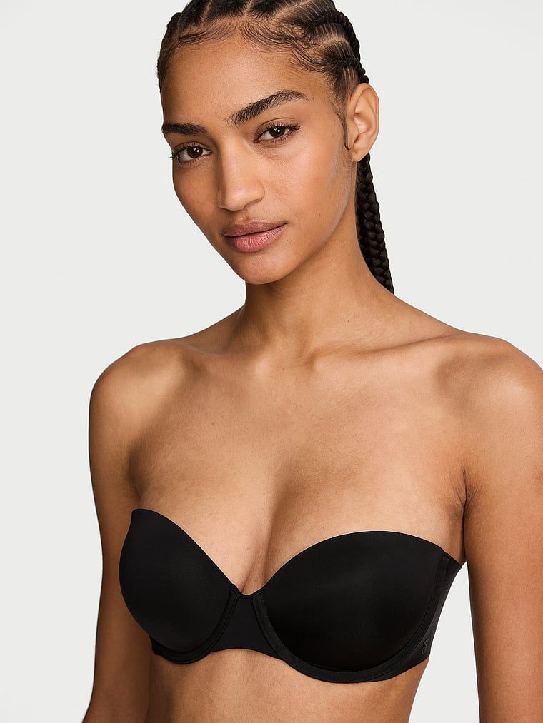 Biustonosz push-up bez ramiączek Uplift Strapless. Produkt ma kolor czarny i pochodzi z kolekcji Invisible by Victoria?s Secret. 