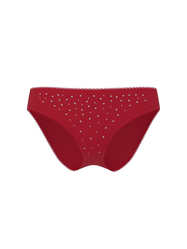 Majtki bawełniane z cekinami Sparkle Bikini. Produkt ma kolor czerwony i pochodzi z kolekcji Victoria's Secret. 