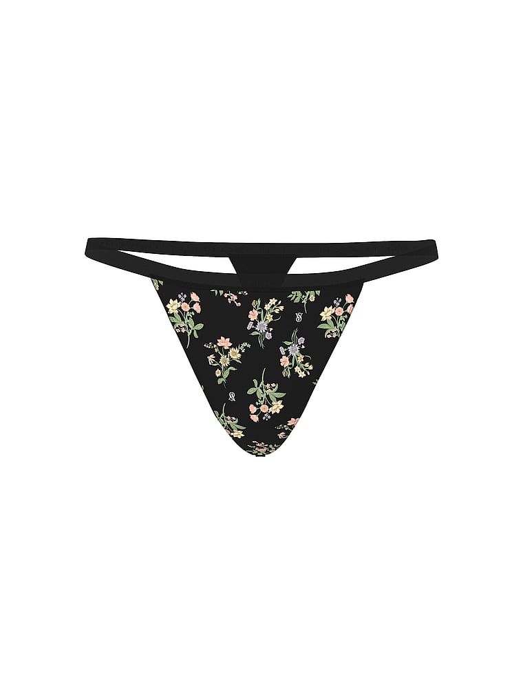 Stringi bawełniane Stretch Cotton. Produkt ma wzór kwiatowy i pochodzi z kolekcji Victoria's Secret. 
