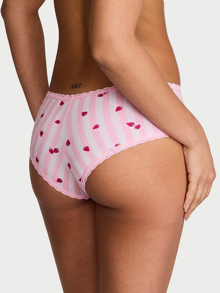 Majtki bawełniane z koronką na krawędziach Lace-Waist Cheeky. Produkt jest wzorzysty i pochodzi z kolekcji Lace Trim. 