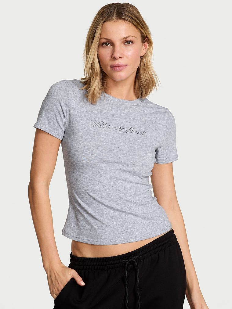 T-shirt bawełniany VSFS 2025. Produkt ma kolor szary i pochodzi z kolekcji Angel Essentials. 