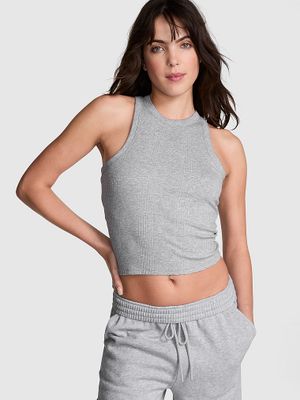 PINK Tank top z prążkowanego materiału