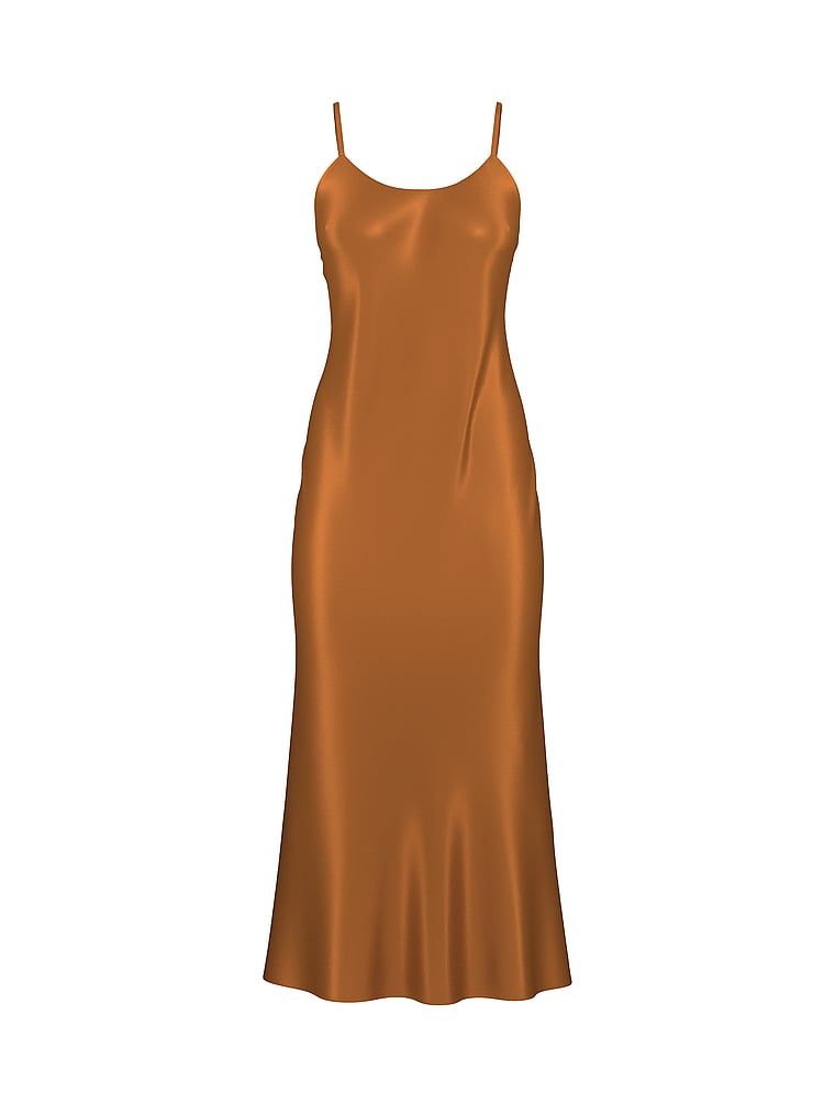 Victoria's Secret Sukienka satynowa długa prześwitująca Luxe Sheer Slip