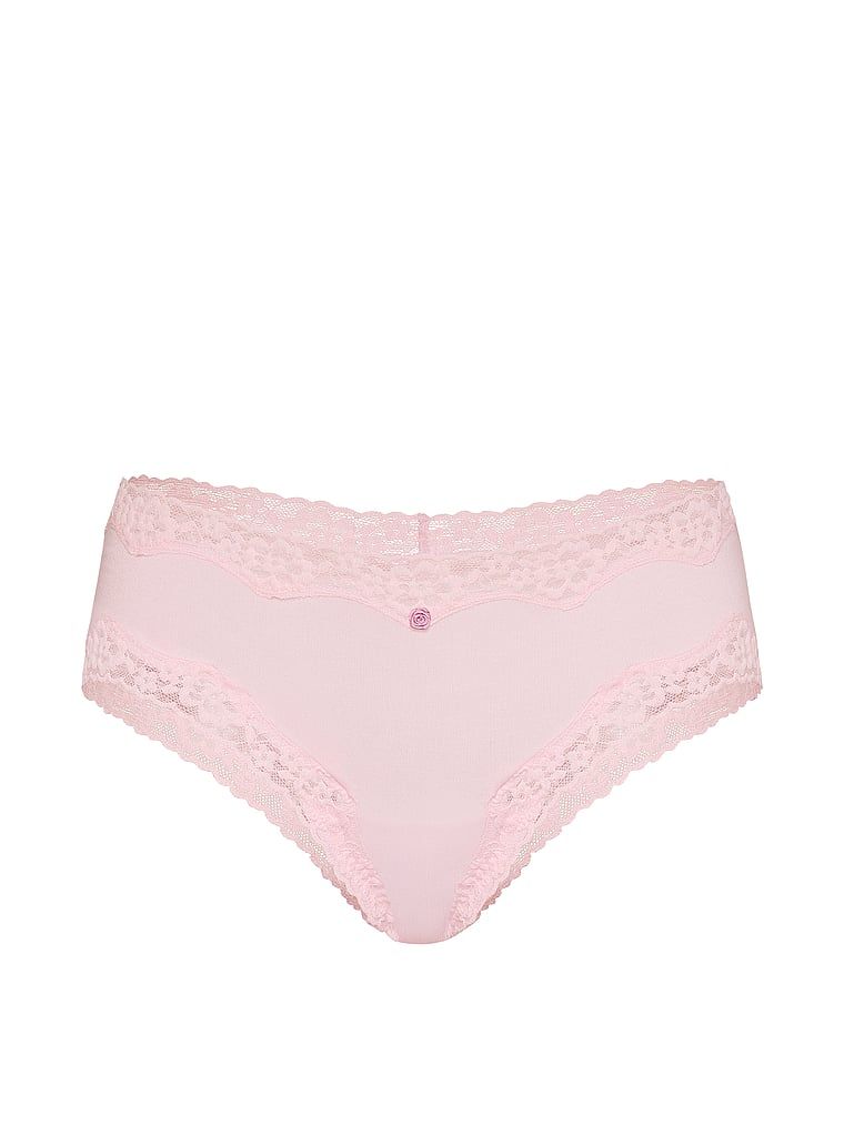 Majtki bawełniane z koronką na krawędziach Lace-Waist Cheeky. Produkt ma kolor różowy i pochodzi z kolekcji Lace Trim. 