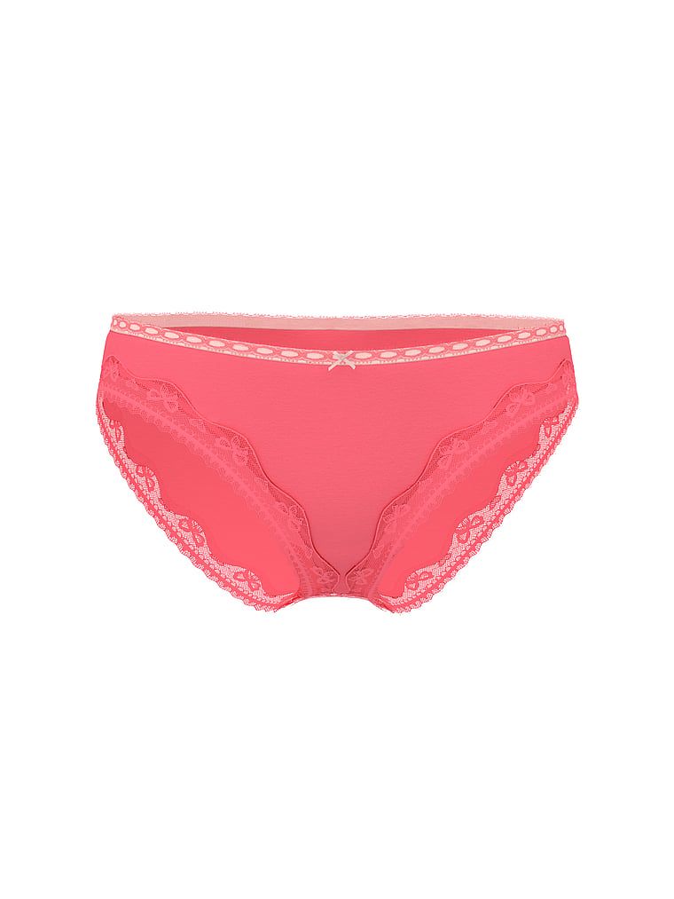 Majtki bawełniane Bow Lace-Trim Bikini. Produkt ma kolor różowy i pochodzi z kolekcji Lace Trim. 