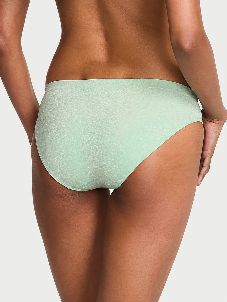 Majtki z błyszczącego materiału Shimmer Bikini. Produkt ma kolor zielony i pochodzi z kolekcji Seamless. 