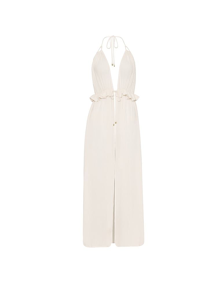 Sukienka maxi na plażę Beachwear Ruffle. Produkt ma kolor biały i pochodzi z kolekcji Victoria's Secret Swim. 