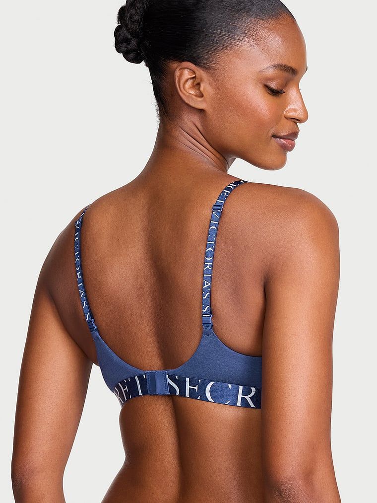 Biustonosz push-up bawełniany Perfect Shape Exploded Logo. Produkt ma kolor niebieski i pochodzi z kolekcji T-shirt. 