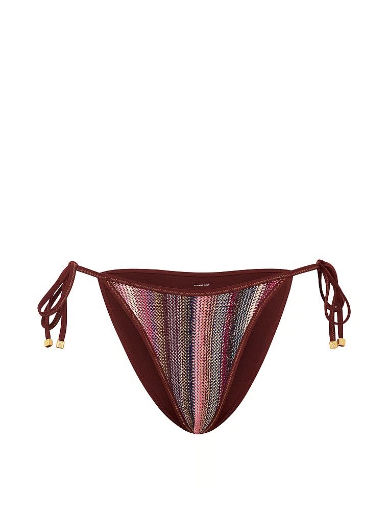 Dół od bikini Shimmer Stripe Cheeky. Produkt jest wzorzysty i pochodzi z kolekcji Victoria's Secret Swim. 