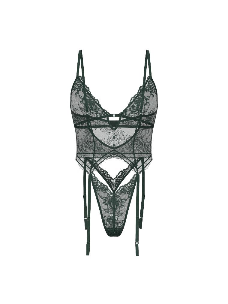 Very Sexy Body z klipsami do pończoch Rose Lace Shimmer