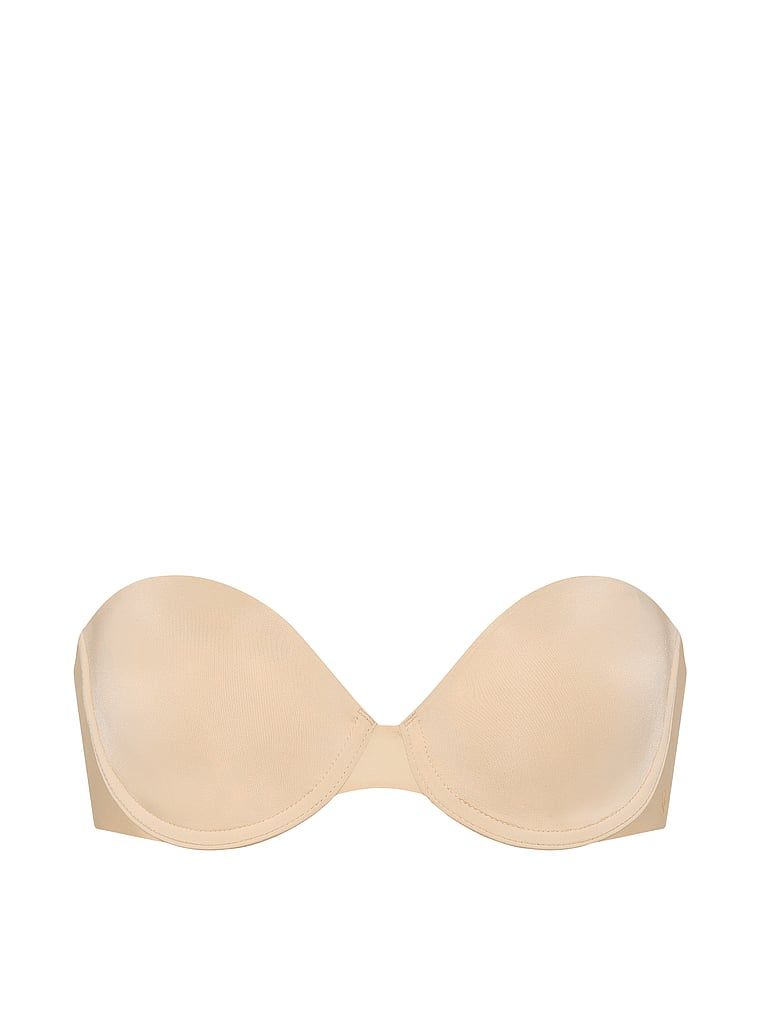 Biustonosz lekko usztywniany bez ramiączek Strapless. Produkt ma kolor beżowy i pochodzi z kolekcji Invisible by Victoria's Secret. 