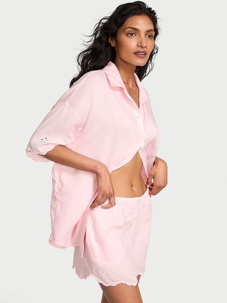 Victoria's Secret Piżama z bawełny i modalu - bluzka i szorty